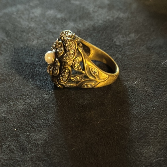 Heidi Daus Jaw Dropper sz 8 Sparkler!!! Pearl Center -Art Deco -BEAUTIFUL!!!!! - Picture 4 of 7